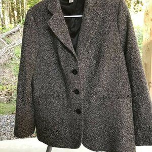 LL Bean Womens Gray Tweed Three Button Blazer